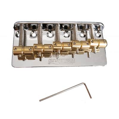 Wilkinson Chrome Bass Tailpiece, 5 Barrel style brass saddles image 6