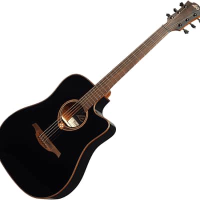 LAG T118DCE-BLK Dreadnought Cutaway Acoustic Electric Black image 4