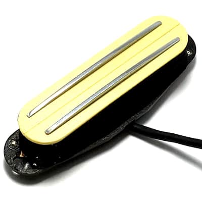 Dragonfire AR5 Strat Sized Humbucker, 1 Qty Position Interchangeable 4 Wire Dual Rail AlNiCo V Pickup ~ Cream with Chrome Rails image 1