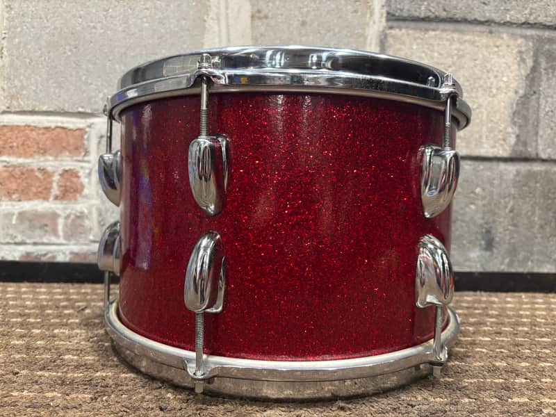 Vintage 1965 Slingerland Tom Drum 8 x 12 Red Sparkle image 1