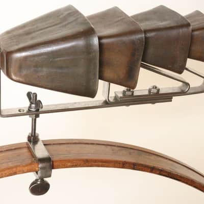 Rare 4 Pc. Tuned Cow Bell Set with Height-Adjustable Holder, Traps Era -1920s / INSPECTED & TESTED image 9