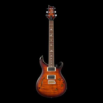 PRS SE Custom 24 Semi-Hollow Piezo - Orange Tiger Smokeburst-Orange image 2