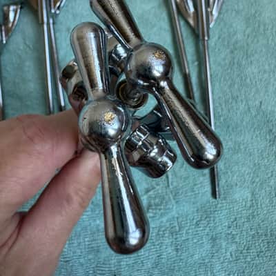Ludwig Lot of 8 Pre Serial Bowtie Clubdate Bass Drum Tension Rods + Claws 7” Lot #2 60s - Chrome image 12