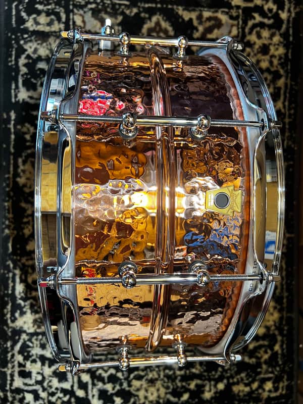 Mint Ludwig LC662KT Hammered Copper Phonic 6.5x14" 10-Lug Snare Drum with Tube Lugs - Polished Copper image 1