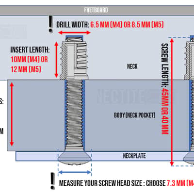 Nectite Machine Screws and Threaded Inserts for Bolt-On Necks Stainless Steel imagen 5