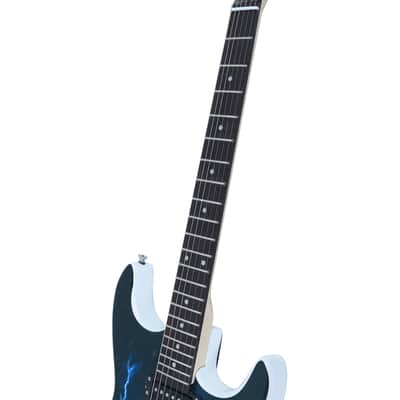 Lightning Style Electric Guitar with Power Cord/Strap/Bag/Plectrums Black & White image 15