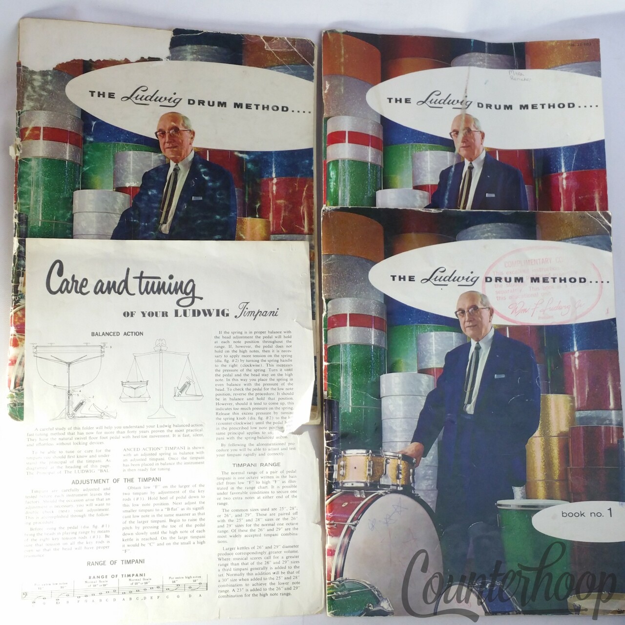 Ludwig Drum Method Book 1 1962 by Wm.F.Ludwig Lot 3x+Timpani Care Flyer Vintage — main photograph