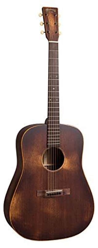 Martin Guitar D-15M StreetMaster with Gig Bag, Acoustic Guitar for the Working Musician, Mahogany Construction, Distressed Satin Finish, D-14 Fret, and Low Oval Neck Shape