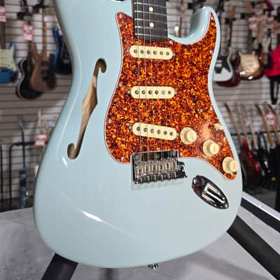Fender American Professional II Thinline Stratocaster Electric Guitar - Transparent Daphne Blue w/OHSC & PLEK*D #035 image 1