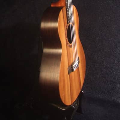 Gift for Musician - Handmade 8 String Baritone Ukulele, Solid Acacia, Indian Rosewood, Slotted Head, Floral Inlay, Bruce Wei UG19-2346 image 4