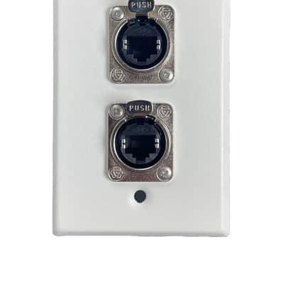 PROCRAFT SPL-2RJ45-WH 1 Gang White Wall Plate Loaded w/ 2) ProCraft RJ45 Feed/Pass Thru image 1