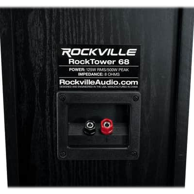 (2) Rockville RockTower 68B Black Home Audio Tower Speakers Passive 8 Ohm image 9