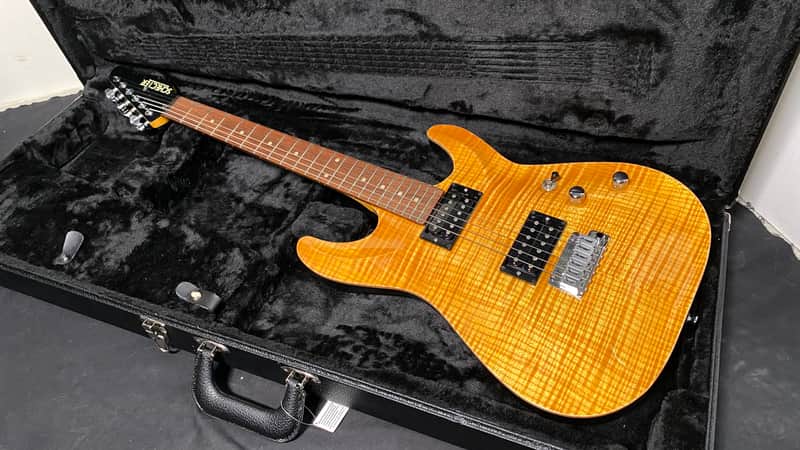 2016 Schecter USA Custom Shop California Classic Transparent Amber HH Flame Maple Top Electric Guitar w/OHSC image 1