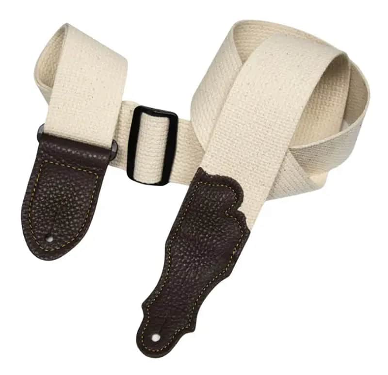 Franklin Straps 2" Natural Cotton Guitar Strap - Chocolate End Tab image 1