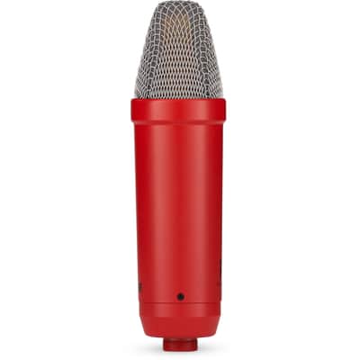 Rode NT1 Signature Series Red Large-Diaphragm Cardioid Condenser Microphone Recording Bundle with Focusrite Scarlett Solo 4th Gen USB-C Audio Interface, On-Stage MS7701B Euro Boom Tripod Stand, and 6-Meter Color-Matched Red XLR Cable image 4
