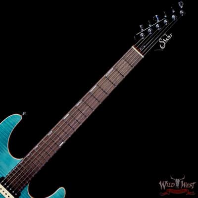 Suhr Custom Set Neck Modern HSH Flame Maple Top Blower Switch 24 Stainless Steel Jumbo Frets Bahama Blue 6.95 lbs image 4