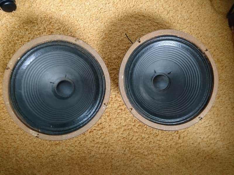 RARE Celestion matching pair 1969  Pre-ROLA Greenback T1234 G12H 30 watt 8 ohm pulsonic cones image 1