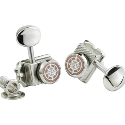Guyker 6-in-line Vintage Guitar Lock String Tuners – Locking Tuning Key Pegs Machine Heads Replacement Parts for ST TL Style Electric Guitars Gear Ratio 1:15 – nickel image 5