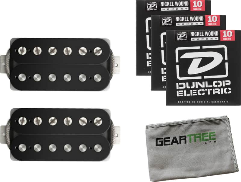 Bare Knuckle Pickups The Mule Humbucker Set, Open, Black, 50mm, 4-Wire, Potted w/ Cloth and Strings image 1