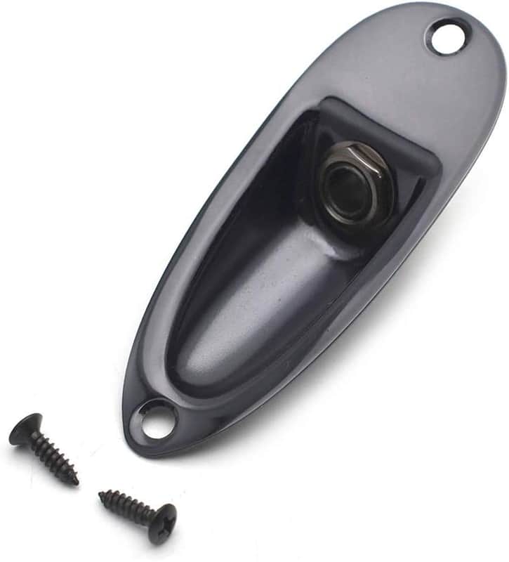 Guitar Input Jack Socket Plate Output Loaded Boat Style 1/4 Inch with Screws for Fender Stratocaster Strat St Mono Electric Guitar for Electric Guitar Replacement Parts(black) image 1