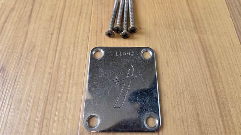 Vintage 1966 Fender Guitar / Bass Neck Plate with Mounting Screws! image 1