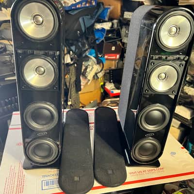 Pair Of KEF Model 7 Main / Stereo Speakers Used with Speaker Wire tested black image 1