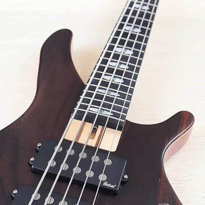 Custom Active 5 String Electric Bass, Zebra Top Okoume Wood Body, Maple Neck image 4