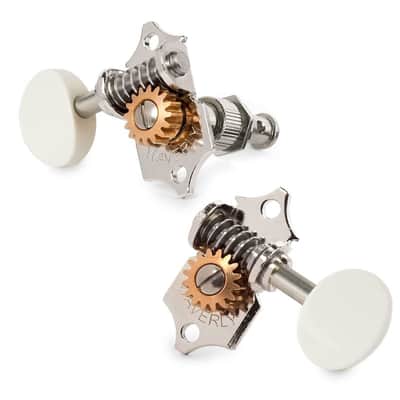 Waverly Guitar Tuners with White Knobs for Solid Pegheads, Nickel, 3L/3R image 2