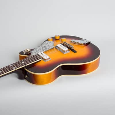 Premier  Bantam Deluxe E-704 Arch Top Hollow Body Electric Guitar (1958), ser. #1422, black tolex hard shell case. image 7