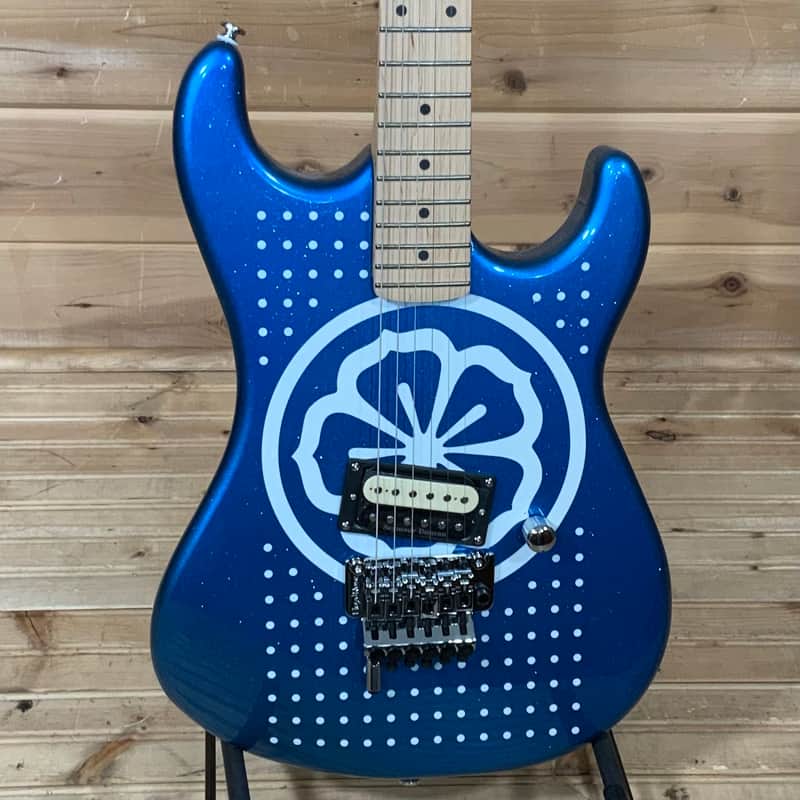 Kramer Baretta Custom Graphics “White Lotus” Electric Guitar - White Lotus Candy Blue image 1