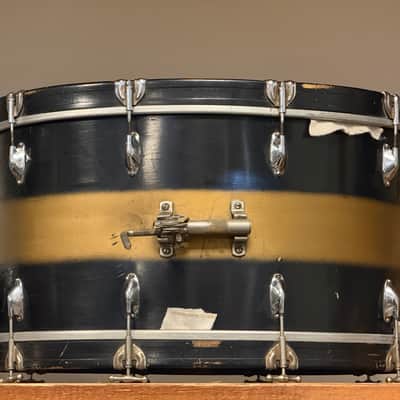 1940's WFL Black & Gold Duco 14x26 16x16 9x13  Drum Kit Zephyr Lug image 8