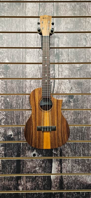 *INTERMITTENT* KALA KA-TK-B-CE - Teak Tri-Top Baritone Ukulele w/ Cutaway & EQ image 1