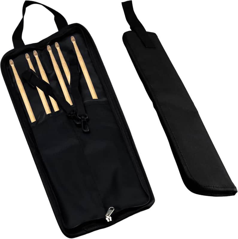 Drumstick Bag Handbag, Drum Sticks Portable Storage Carrying Case with Interior Hooks, Oxford Fabric Drum Stick Holder for Percussion Mallets (Black) image 1