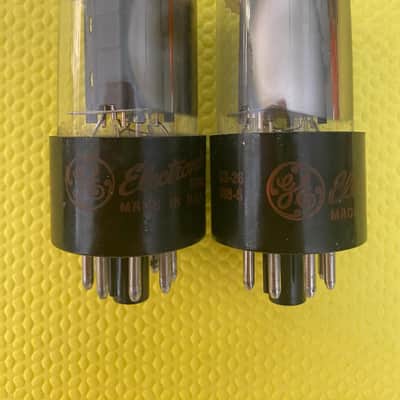 Matched Pair General Electric GE 6SN7 6SN7GTB Vacuum Tubes Valves Copper Support Rods NOS NIB image 3