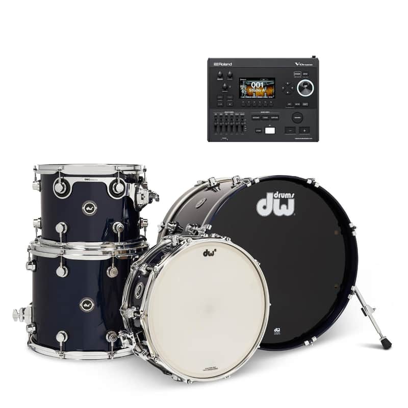 DW DWe 4pc Electronic/Acoustic Drum Shell Pack w/V51 Module Midnight Blue Metallic image 1