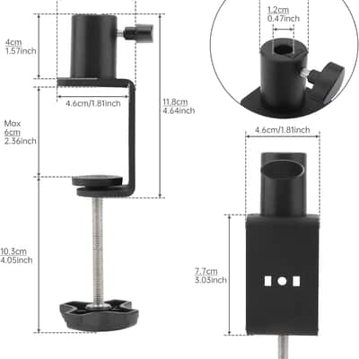 Heavy-Duty Metal Table Mount Clamp, Desk Table Mount C Clamp Replacement, C-Clamp Base Stand Mounting Accessory for Microphone Stand Mic Boom Scissor Arm image 2