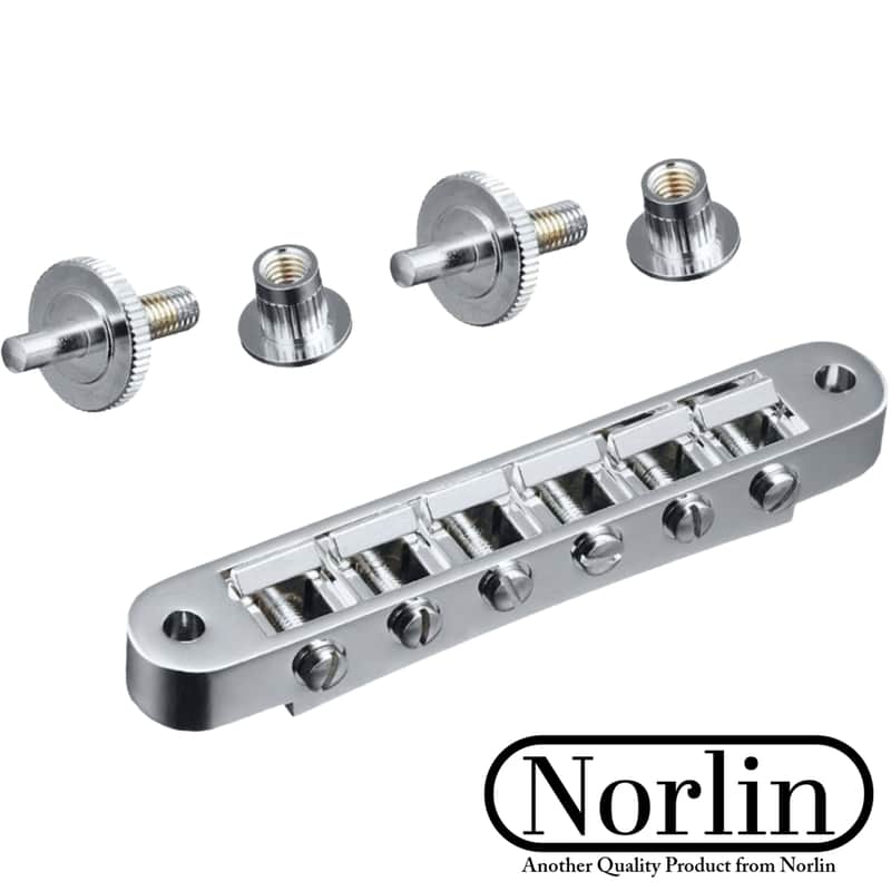 Norlin HK-120C Nashville Tune-O-Matic Bridge w/ 4mm Posts for Gibson® Guitars-Chrome image 1