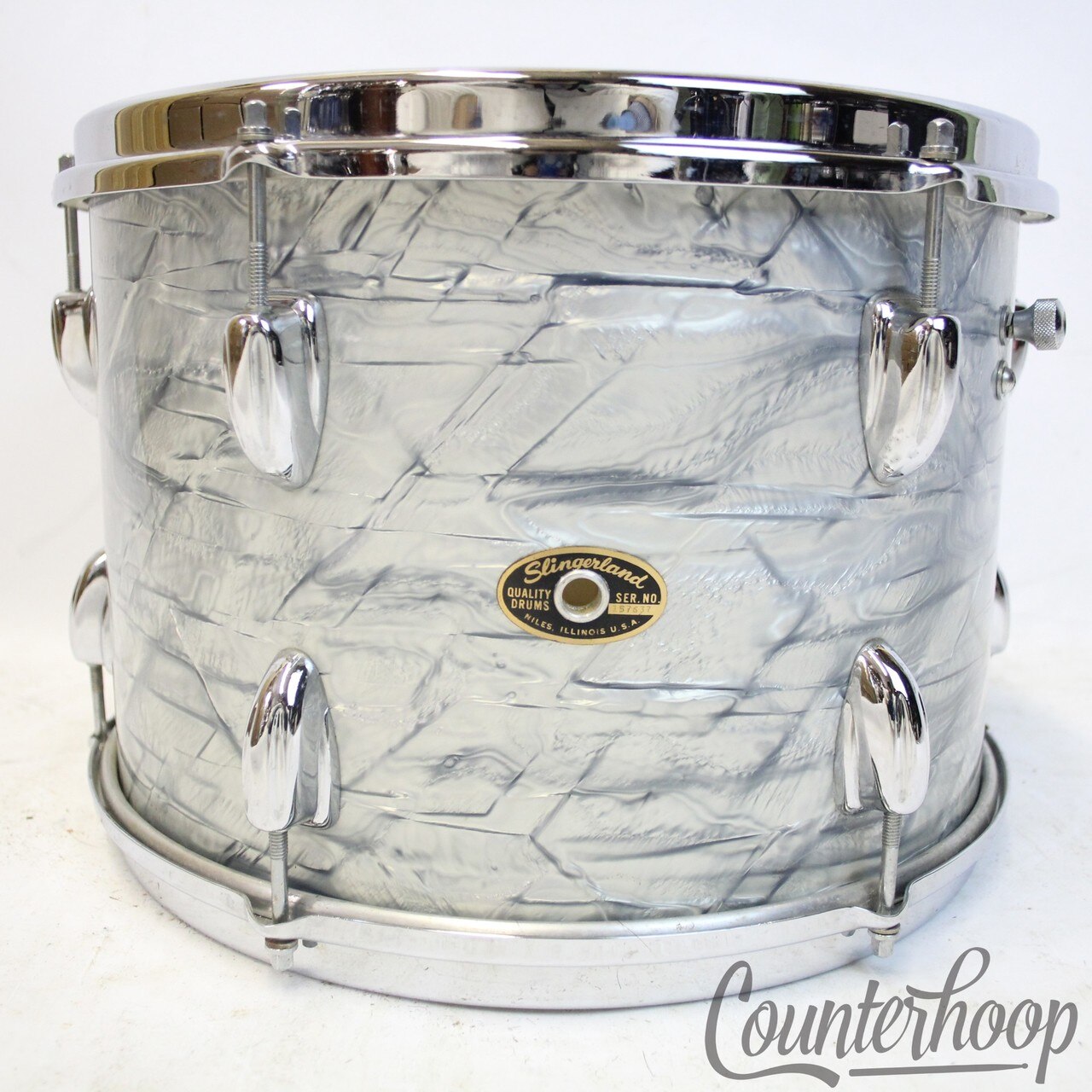 Slingerland 13x9" 60s Sky Blue Pearl Tom Drum Chrome Brass COB Stick-Saver Rims — main photograph