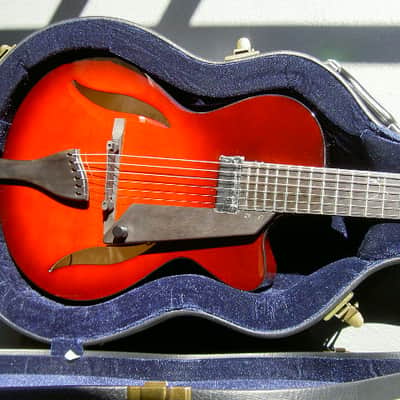 2017 Peerless 12" Serena carved spruce archtop, light travel/ parlor size guitar. Ruby Sunburst, image 14