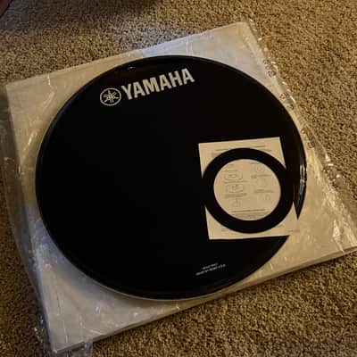 Yamaha Logo Bass Drum Head 22” Black Genuine by Remo image 2