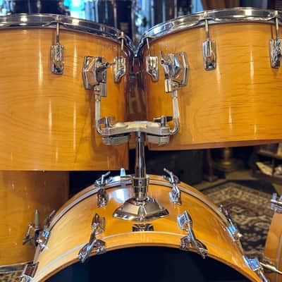 VINTAGE 1980's Tama Superstar Double Bass Drum Set in Natural Gloss - 14x24, 14x24, 8x12, 9x13, 10x14, 12x15, 16x16, 16x18 image 9