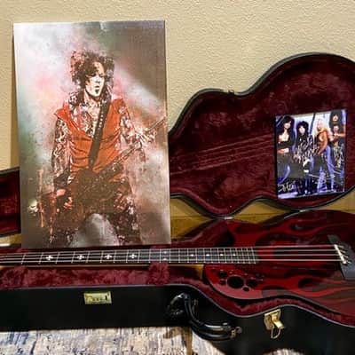 Ovation Nikki Sixx NSB778 Signature Elite 4 String Acoustic Bass Guitar 2009 - Red Flame Top image 16