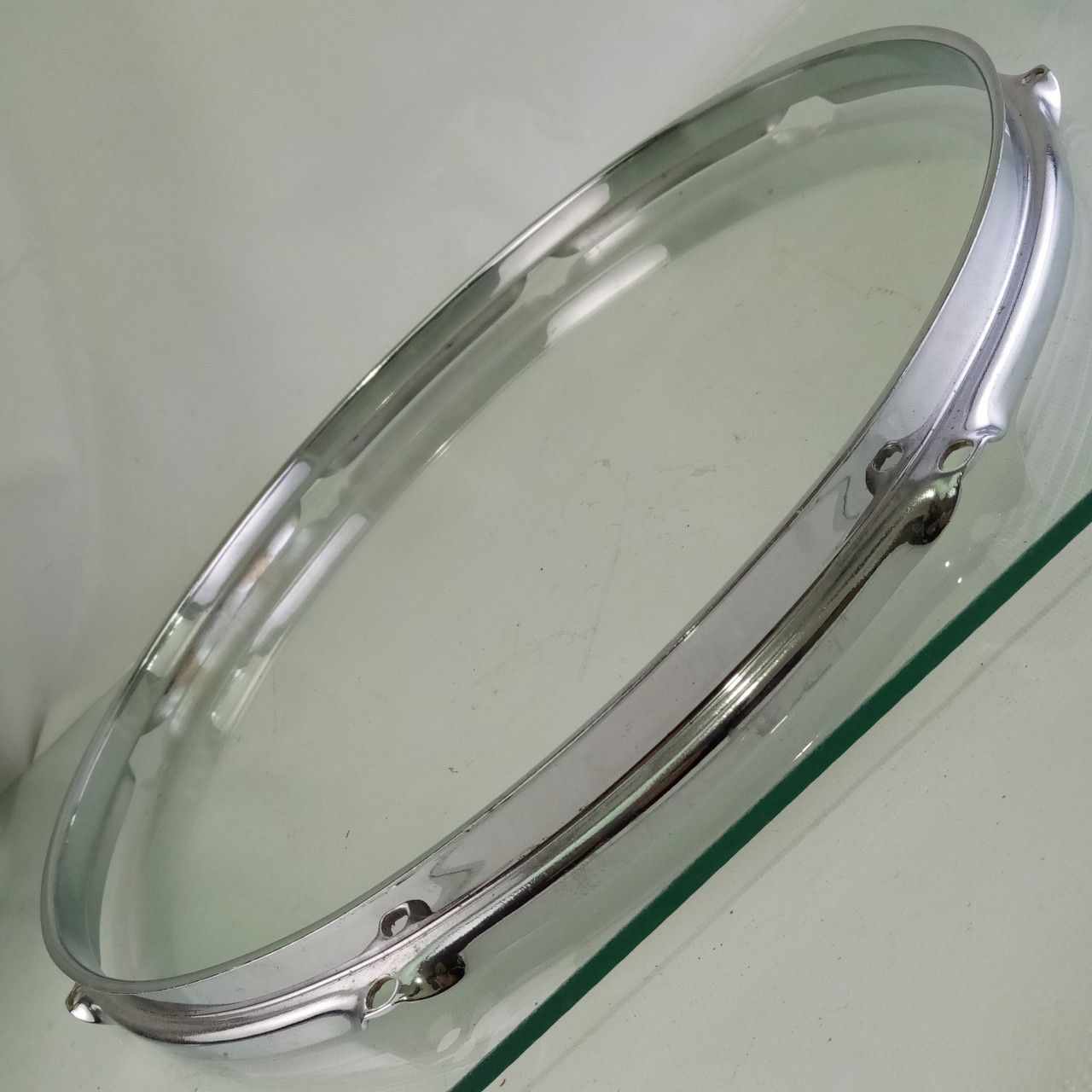 Ludwig 16"BRASS Floor Tom Drum Batter Rim/Hoop 8Lug Triple-Flange Chrome COB 60s — main photograph