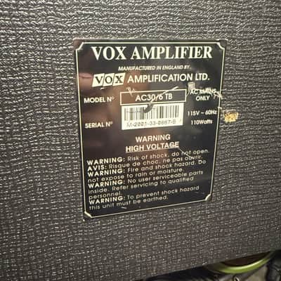 Vox AC30/6 TB 3-Channel 30-Watt 2x12" Guitar Combo 1994 - 2004 - Black image 5