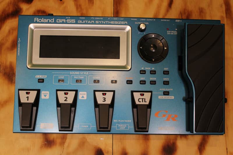 Roland GR-55 Guitar Synthesizer GR COSM Blue Set with Adaptor and Midi Cable (Used) image 1