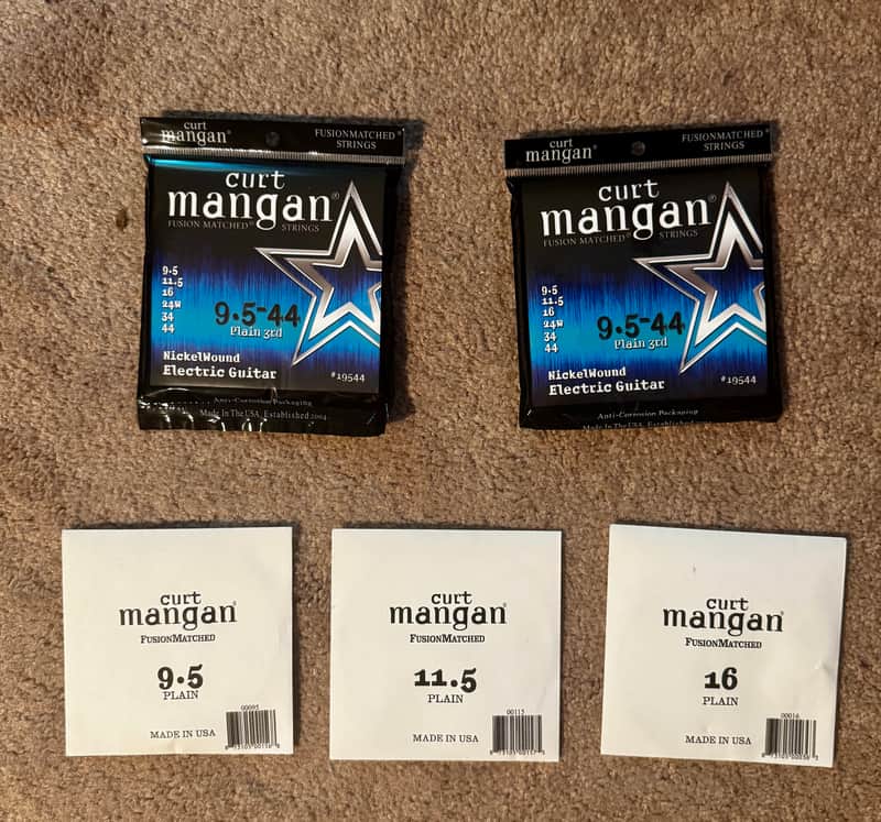 Curt Mangan 9.5-44 Nickel Wound Fusion Matched Strings ( 2 sets and 3 singles , Unopened ) image 1