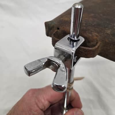 1970s Ludwig No. 133 Bass Drum Hoop Mount Cow Bell Holder W/ Crusty 5" Cowbell (245-41) image 4