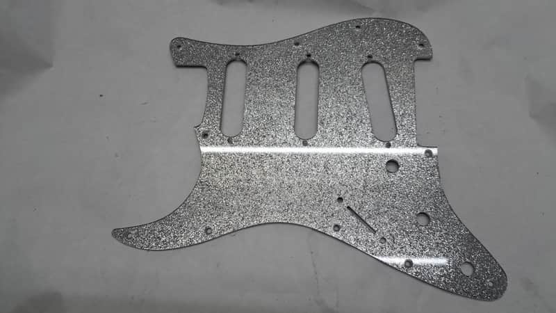 Lefty left handed Platinum Silver Sparkle Glitter Acrylic Strat Stratocaster 11 hole pickguard Fender SSS image 1