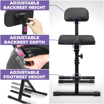 Liquid Stands Adjustable Guitar Stool with Backrest - Drum Seat, Musician Chair image 3