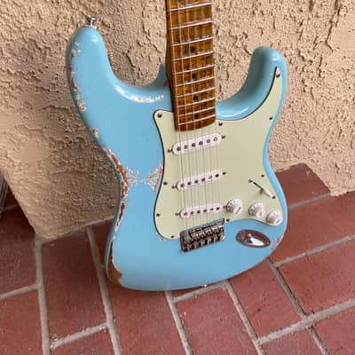 MJT Stratocaster Hardtail with Fender Jimi Hendrix Neck “Daphne Blue Heavy Relic” image 15